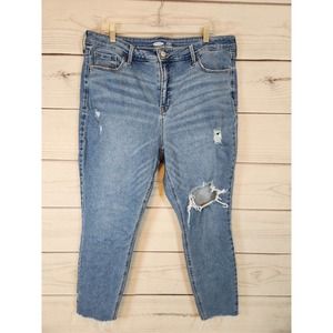Old Navy Women's Blue Distressed High Rise Rockstar Super Skinny Jeans Size‎ 18